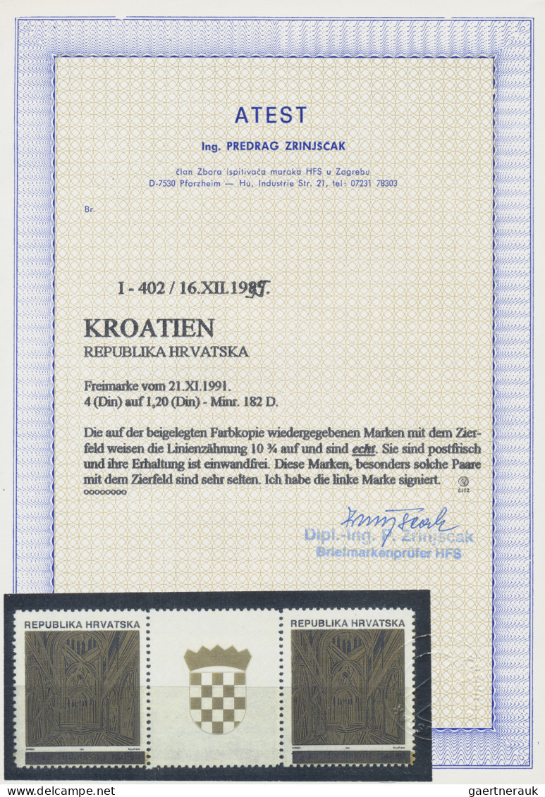 Croatia: 1991, extraordinary MNH specialised collection of postage and charity t