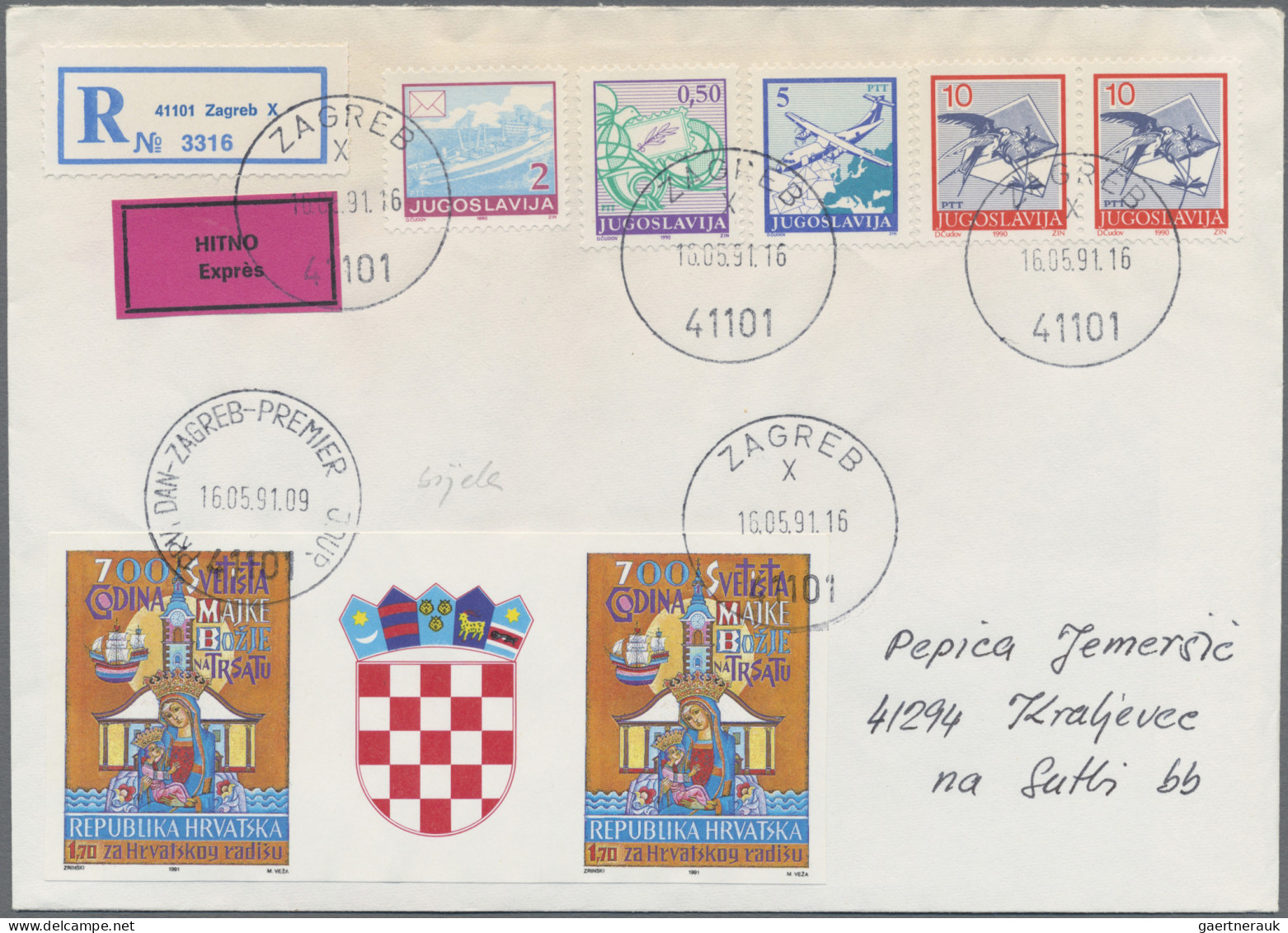 Croatia: 1991/2000, Collection Of Apprx. 650 Covers/cards In Five Lindner Binder - Kroatien