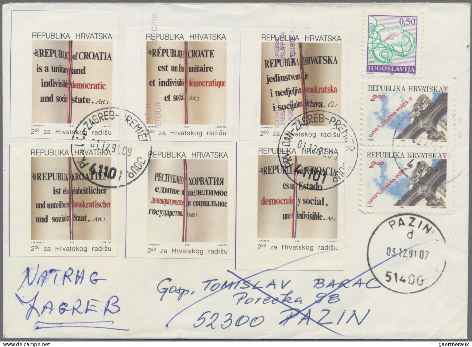 Croatia: 1991/2000, collection of apprx. 650 covers/cards in five Lindner binder