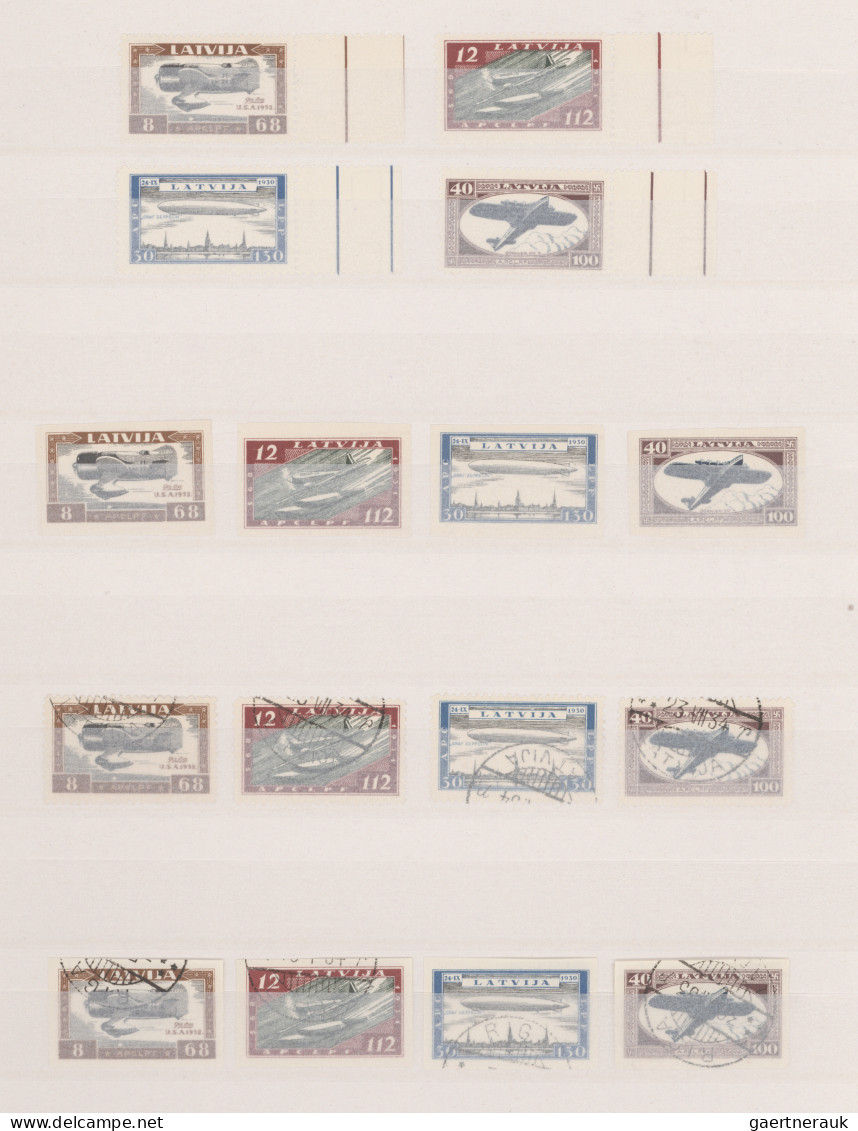 Latvia: 1921/1933 "Latvian Airmail": Collection Of 75 Airmail Stamps And Seven C - Lettonie