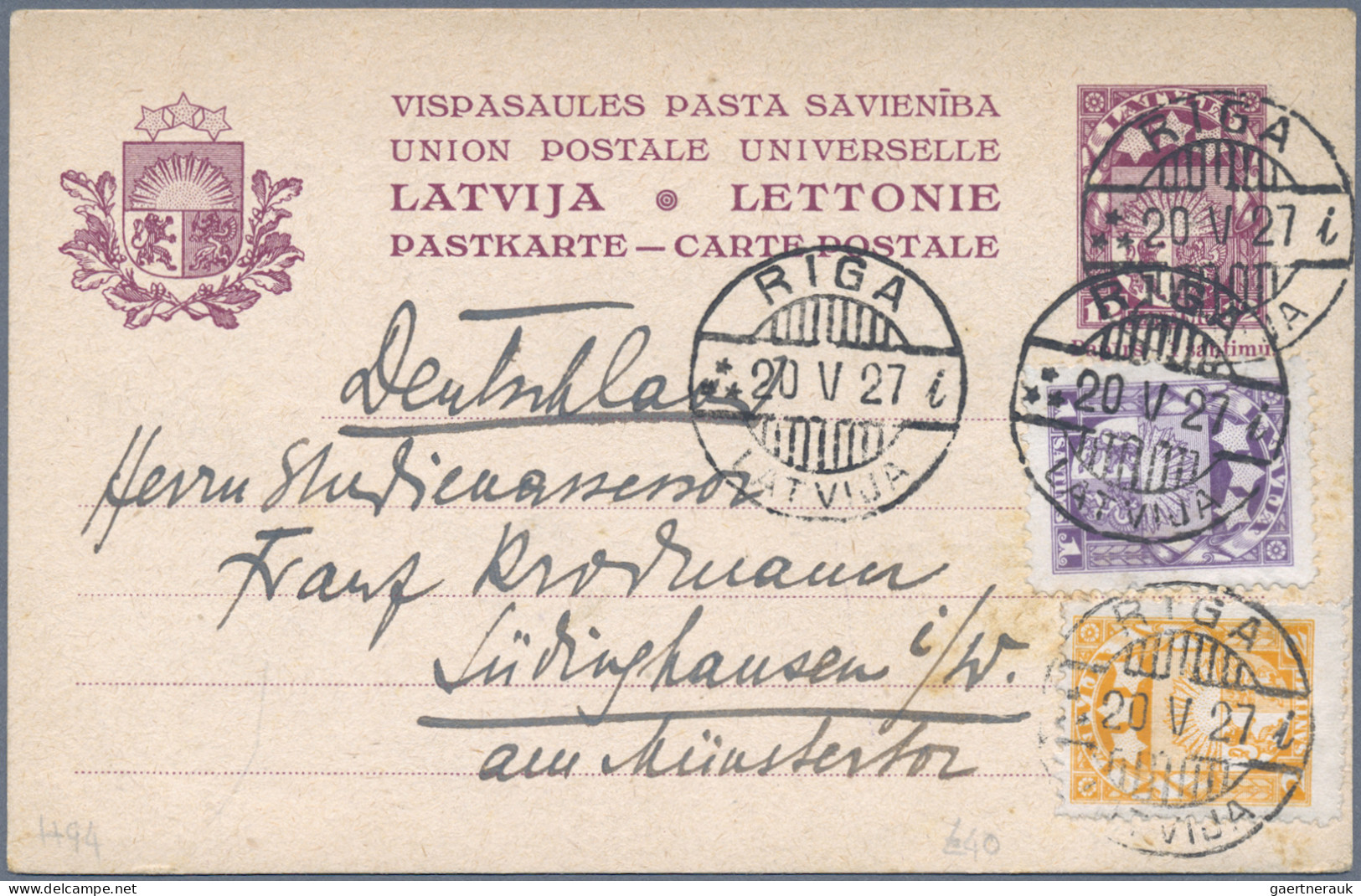 Latvia - Postal Stationery: 1923/1935, Lot Of Twelve Commercially Used Stationer - Lettonia