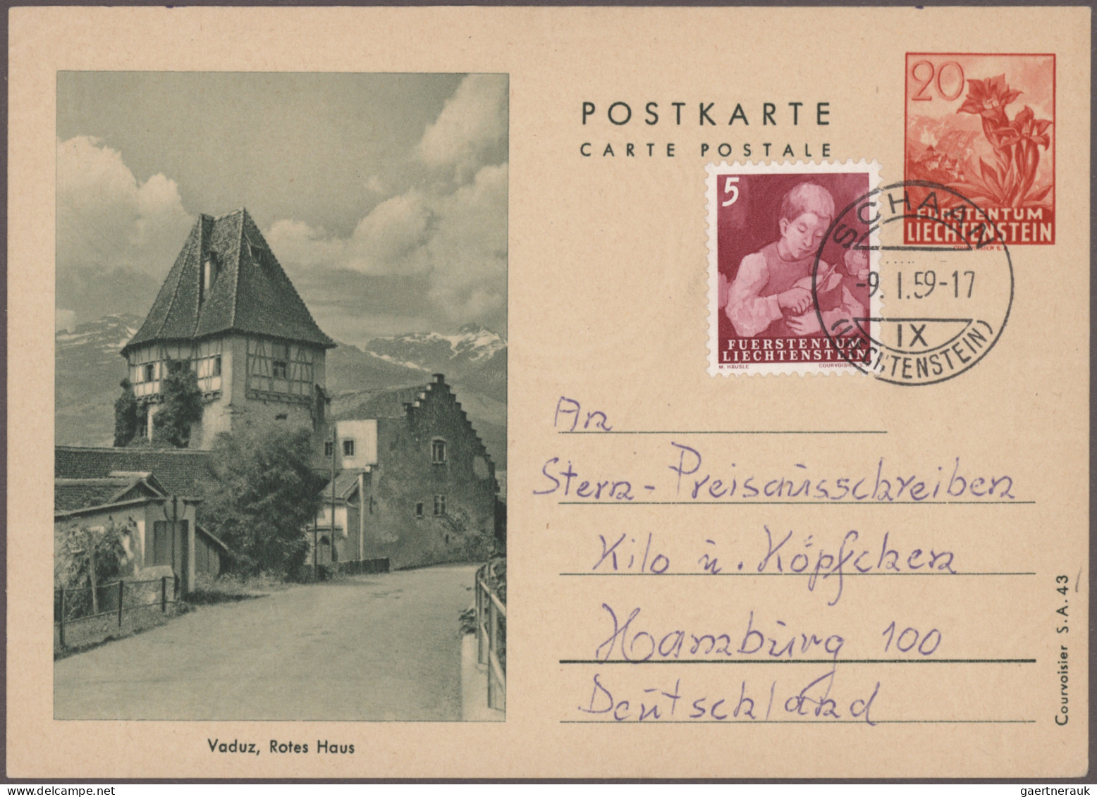 Liechtenstein: 1912-29/1953: Lot Mit 12 Gebrauchten Marken Und Einer GA, Dabei F - Verzamelingen