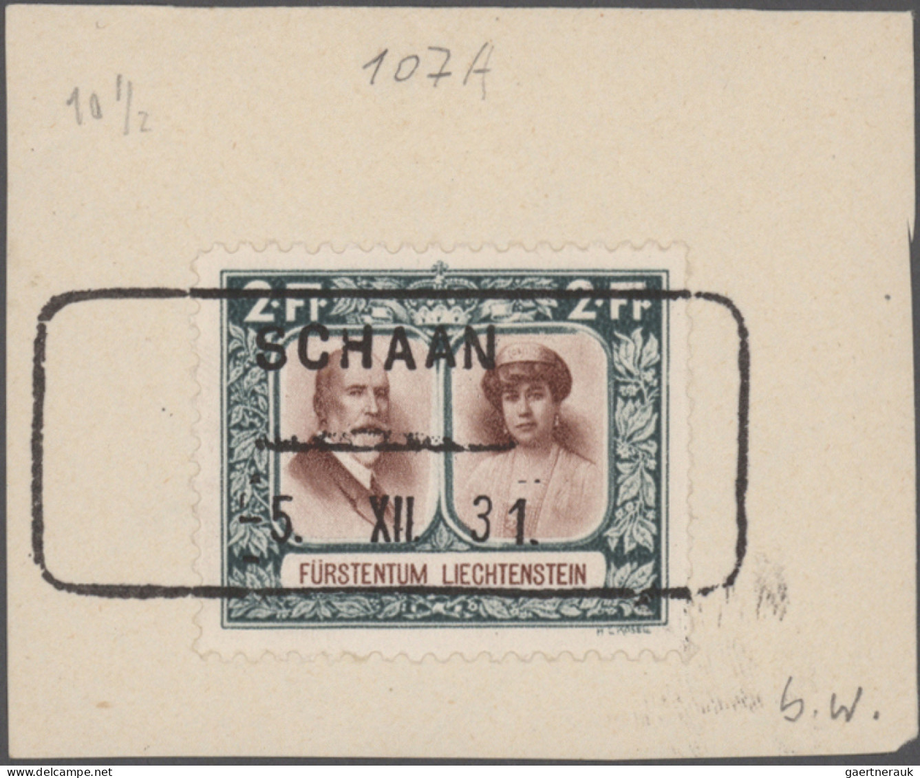 Liechtenstein: 1921/1962, AUSHILFSSTEMPEL, Sammlung Mit 9 Belegen Und 5 Briefstü - Sammlungen