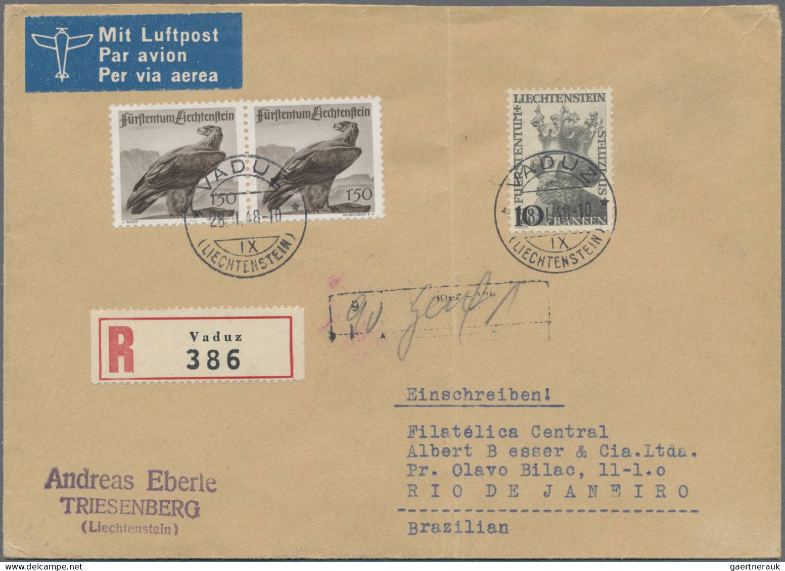 Liechtenstein: 1930/1946, Posten Mit 60 Briefen Und Karten Mit Interessanten Fra - Collections