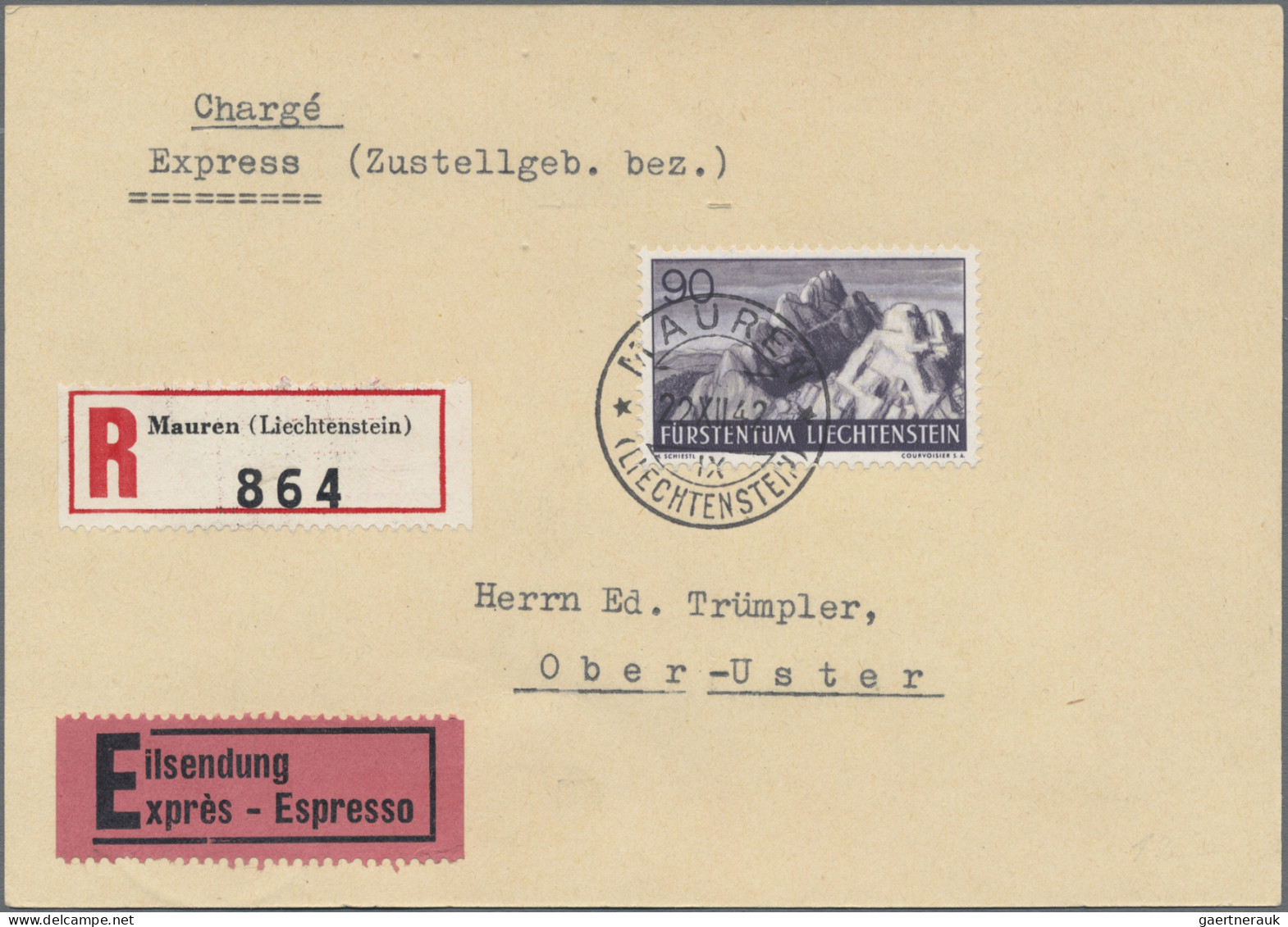 Liechtenstein: 1930/1946, Posten mit 60 Briefen und Karten mit interessanten Fra