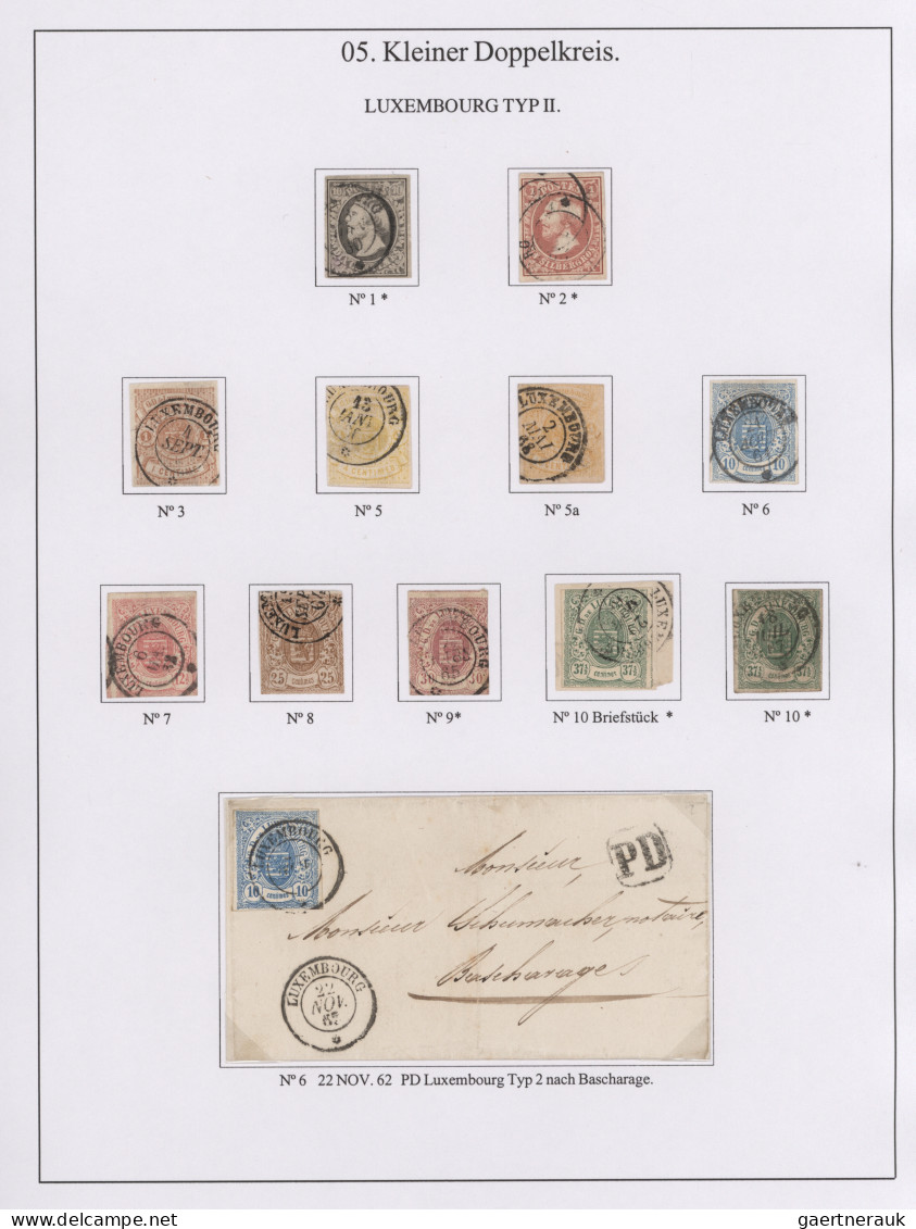 Luxembourg: 1847/1876, Les Cachets "PETIT FRANÇAIS", Exhibit Well Arranged On 66 - Andere & Zonder Classificatie