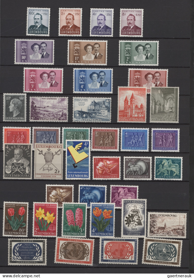 Luxembourg: 1945/1990, Apparently Complete MNH Collection In A Stockbook, Two Se - Brieven En Documenten