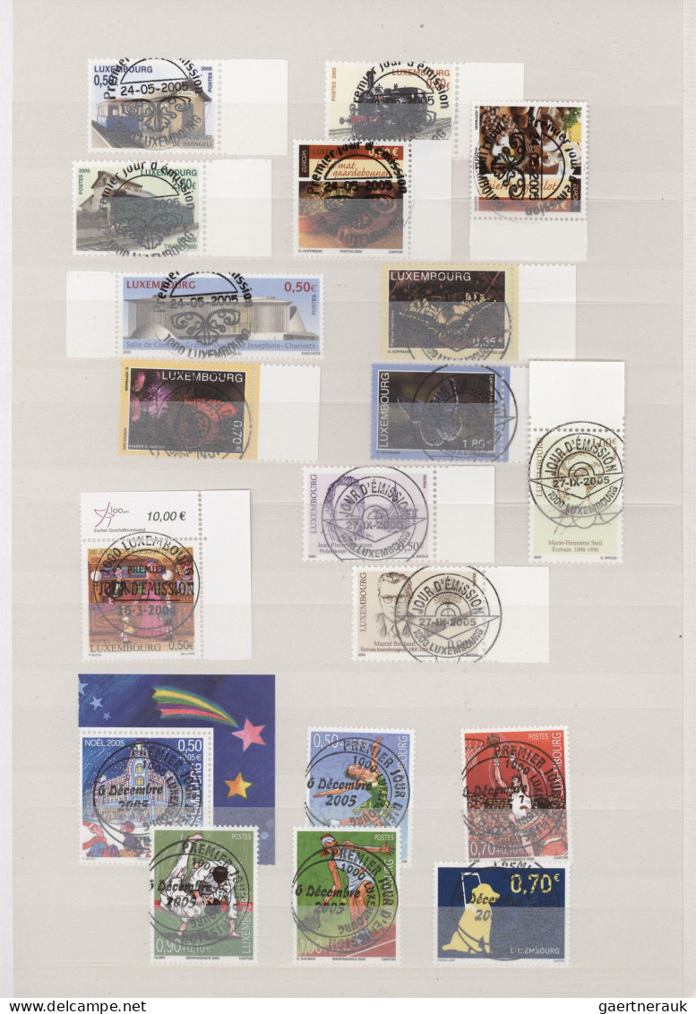 Luxembourg: 1981/2005, A Decent Collection Of Single Stamps And Blocks Of Four, - Lettres & Documents