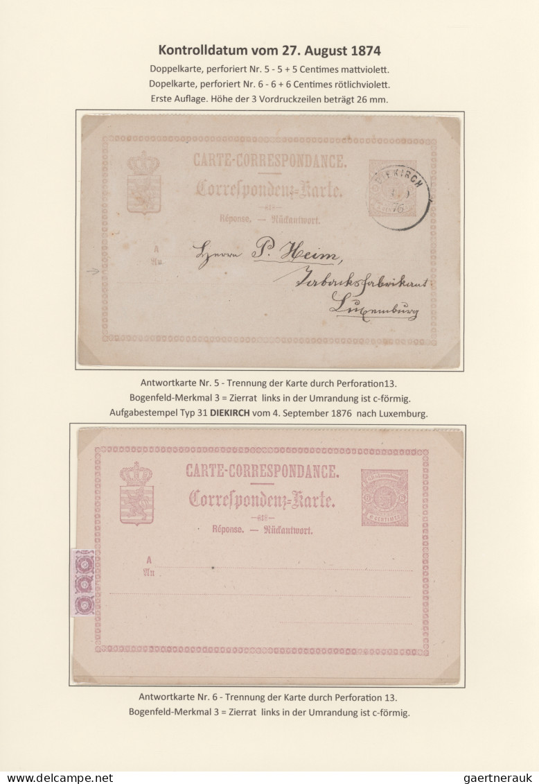 Luxembourg - Postal Stationery: 1874/1878, Die Bogenfeldmerkmale der frühen Ganz