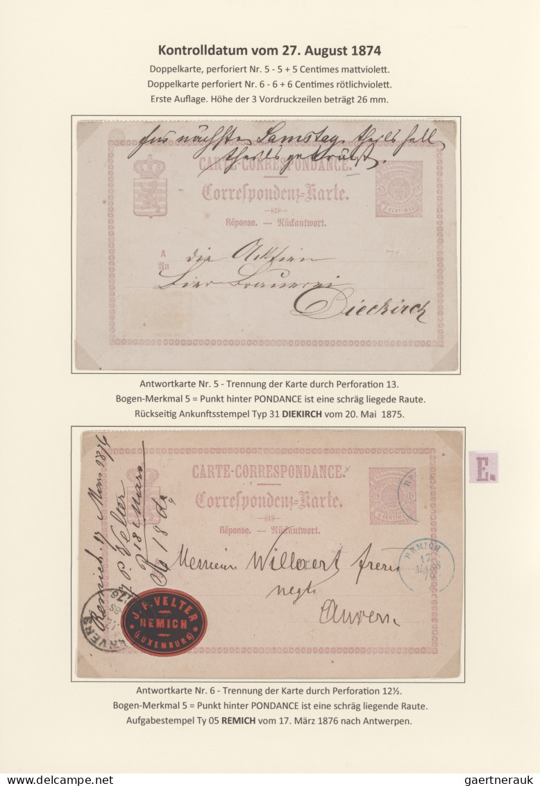 Luxembourg - Postal Stationery: 1874/1878, Die Bogenfeldmerkmale der frühen Ganz