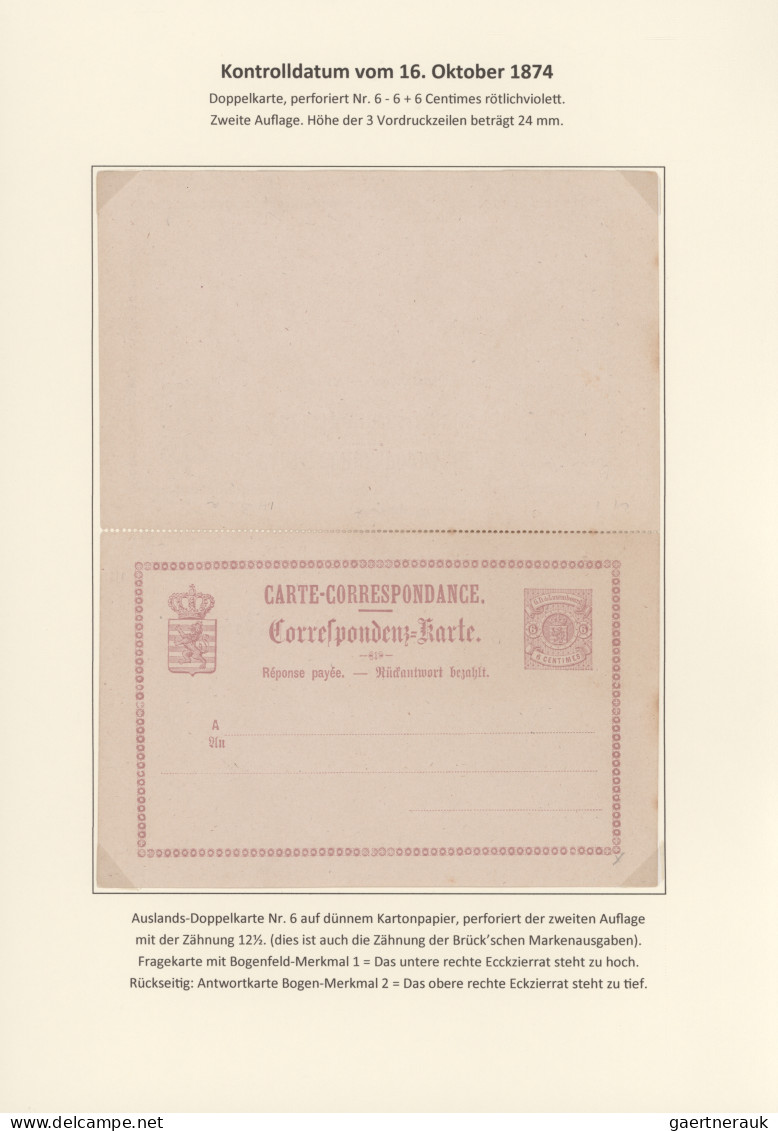 Luxembourg - Postal Stationery: 1874/1878, Die Bogenfeldmerkmale der frühen Ganz