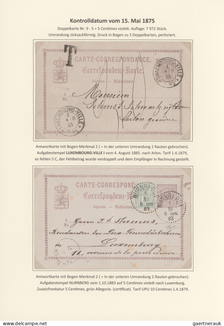 Luxembourg - Postal Stationery: 1874/1878, Die Bogenfeldmerkmale der frühen Ganz