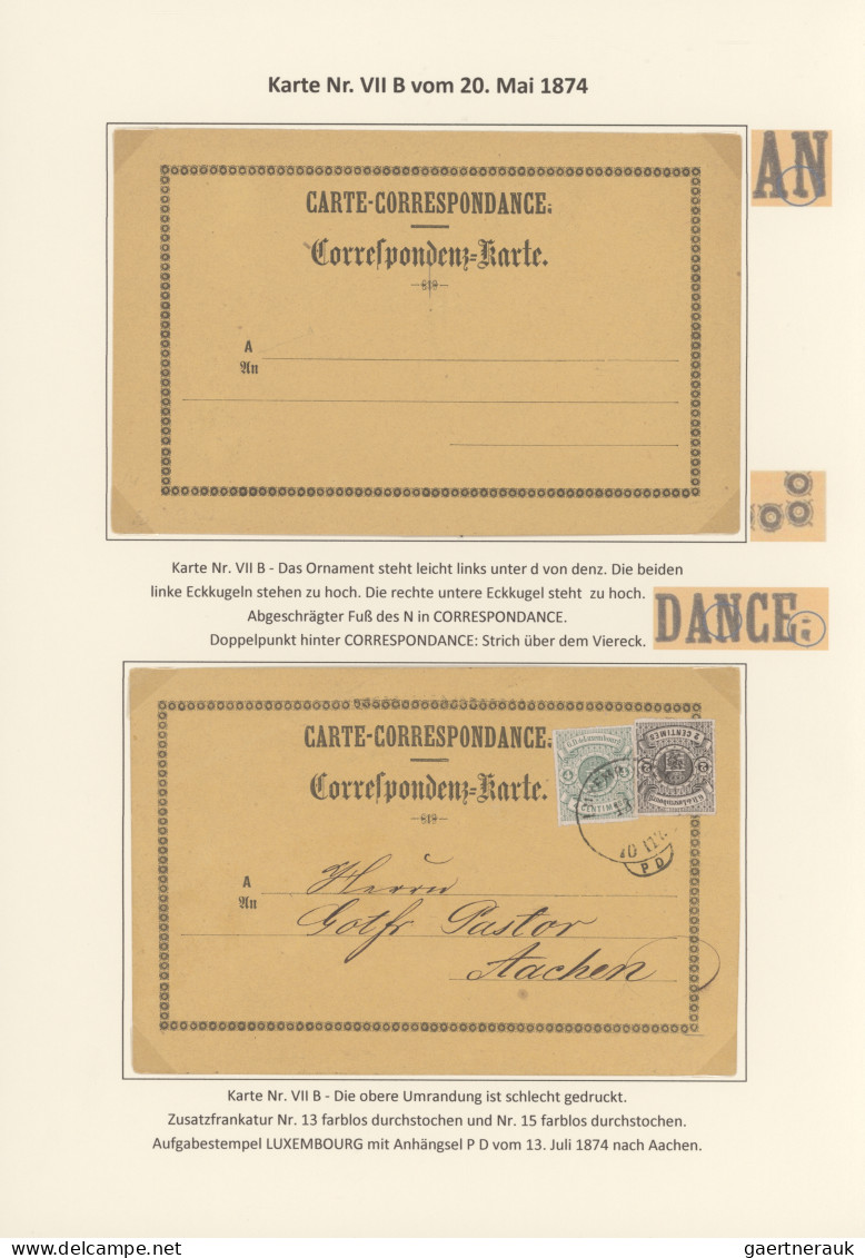 Luxembourg - Postal Stationery: 1874/1878, Die Bogenfeldmerkmale der frühen Ganz