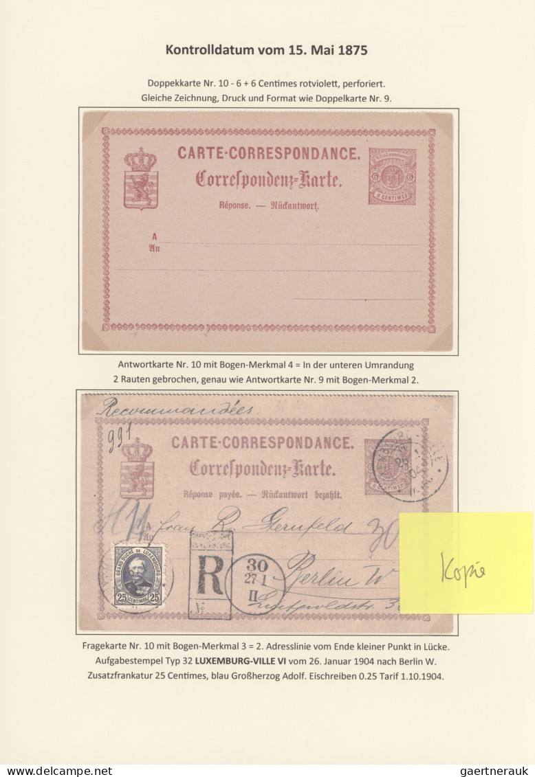 Luxembourg - Postal Stationery: 1874/1878, Die Bogenfeldmerkmale der frühen Ganz