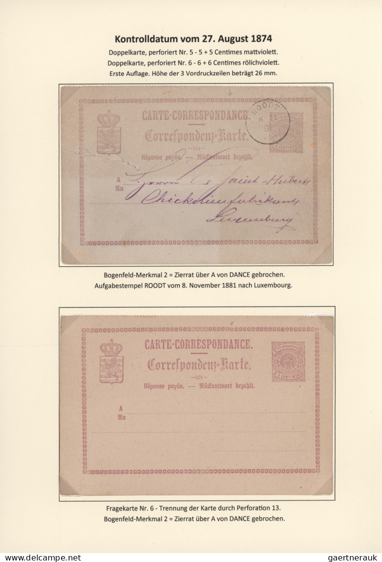 Luxembourg - Postal Stationery: 1874/1878. Die Bogen-Merkmale Der Luxemburgische - Ganzsachen