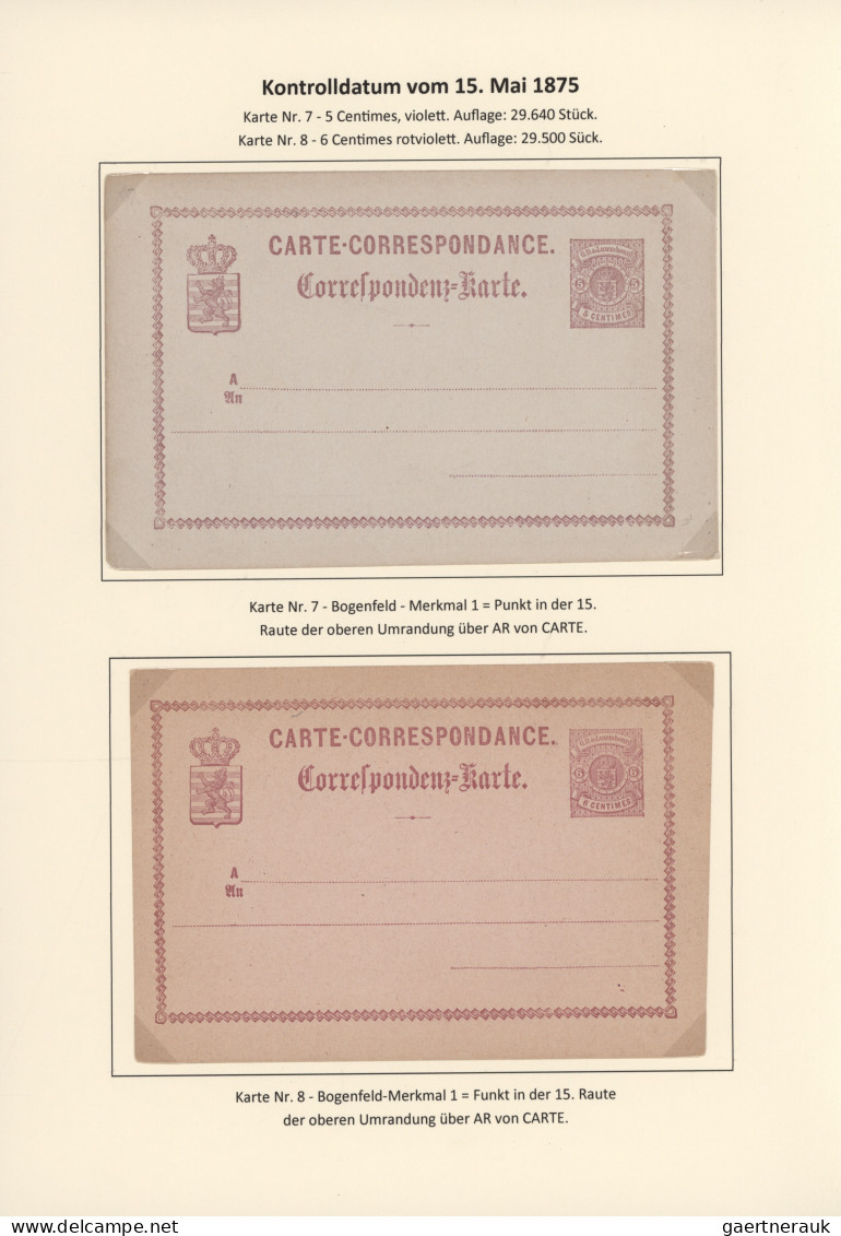 Luxembourg - Postal Stationery: 1874/1878. Die Bogen-Merkmale der Luxemburgische