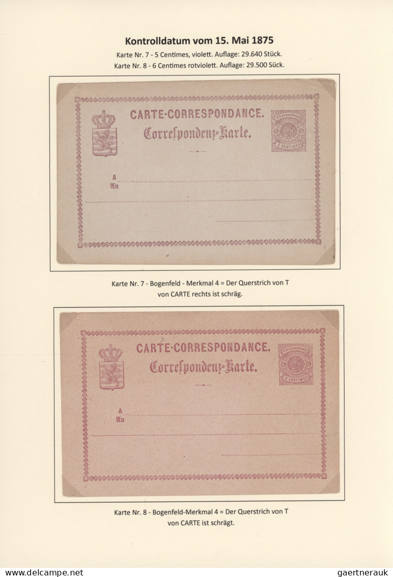 Luxembourg - Postal Stationery: 1874/1878. Die Bogen-Merkmale der Luxemburgische