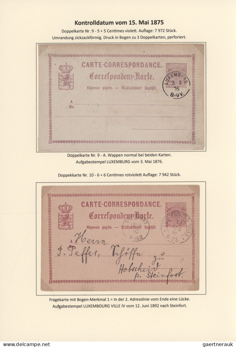 Luxembourg - Postal Stationery: 1874/1878. Die Bogen-Merkmale der Luxemburgische