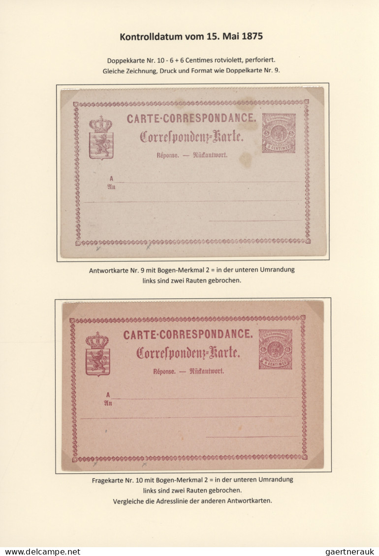 Luxembourg - Postal Stationery: 1874/1878. Die Bogen-Merkmale der Luxemburgische