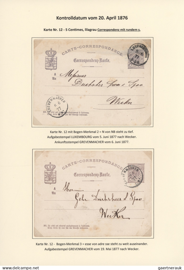 Luxembourg - Postal Stationery: 1874/1878. Die Bogen-Merkmale der Luxemburgische