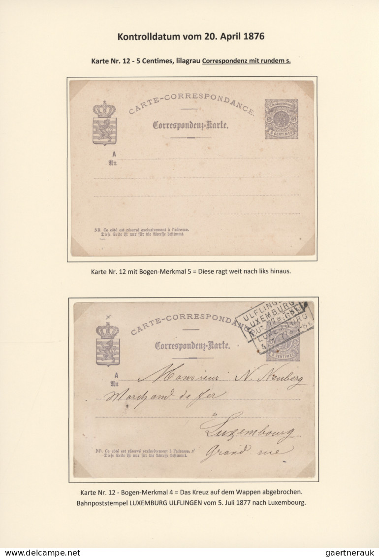 Luxembourg - Postal Stationery: 1874/1878. Die Bogen-Merkmale der Luxemburgische