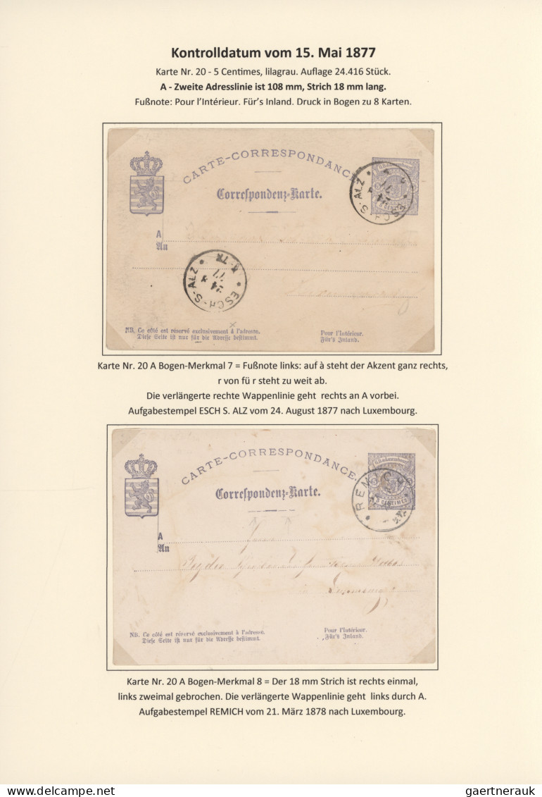 Luxembourg - Postal Stationery: 1874/1878. Die Bogen-Merkmale der Luxemburgische