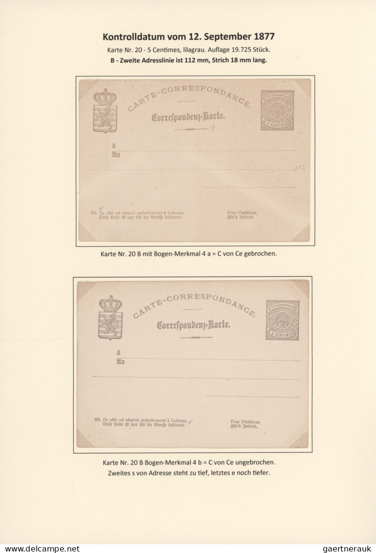 Luxembourg - Postal Stationery: 1874/1878. Die Bogen-Merkmale der Luxemburgische