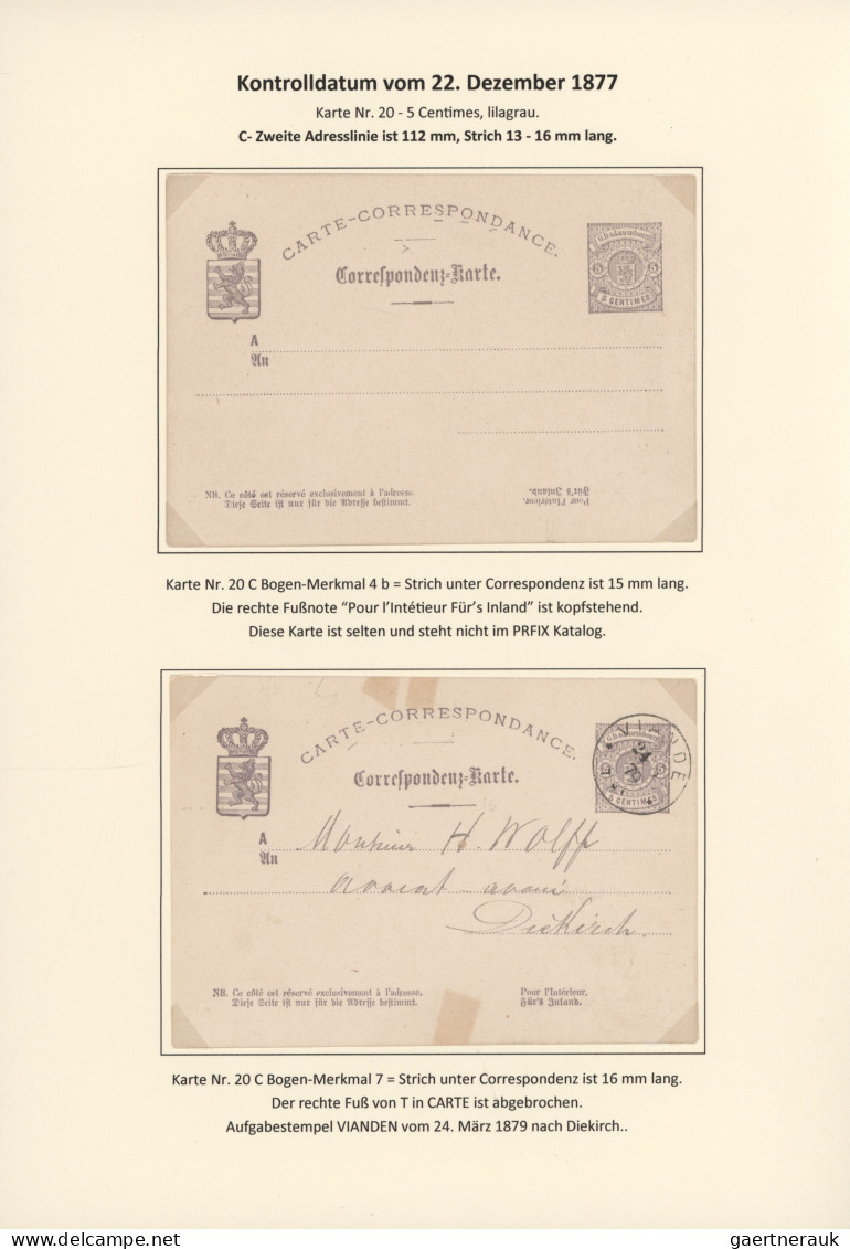 Luxembourg - Postal Stationery: 1874/1878. Die Bogen-Merkmale der Luxemburgische