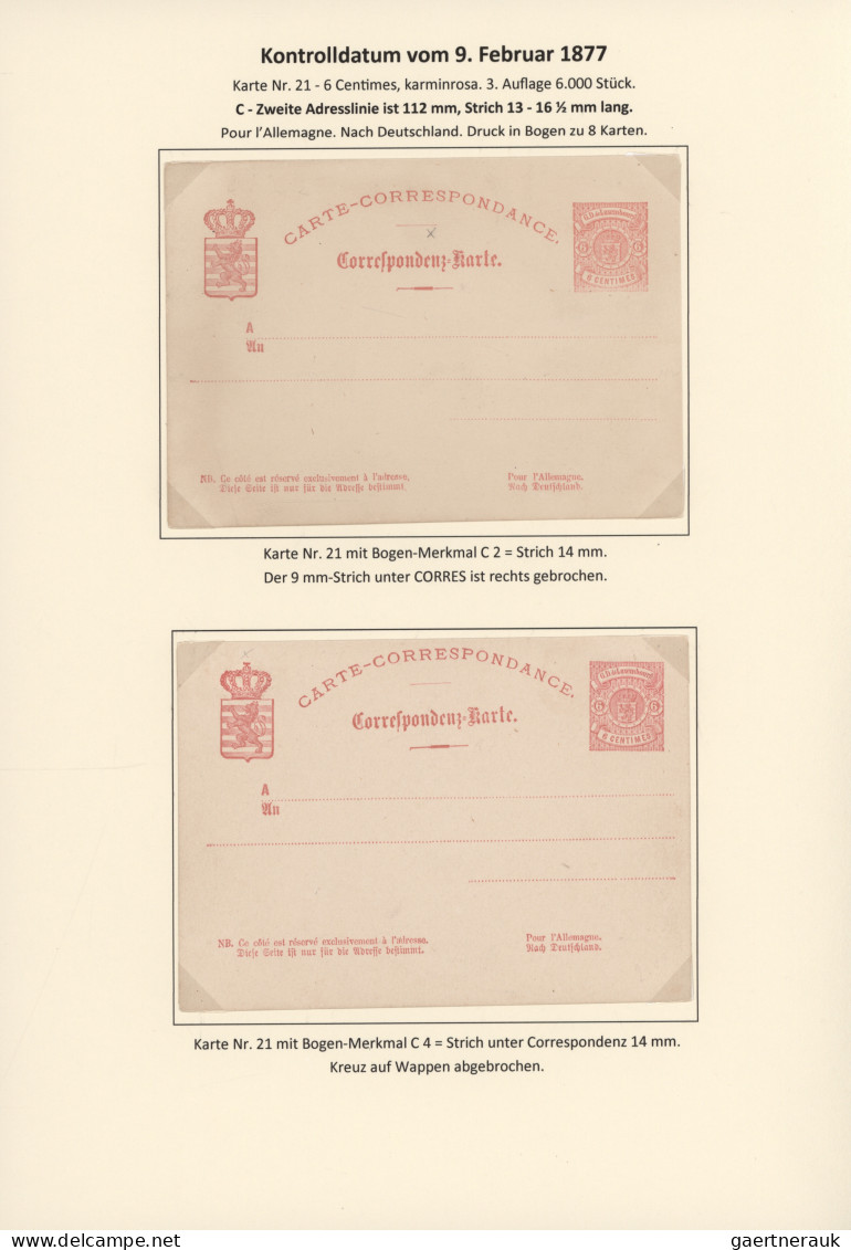 Luxembourg - Postal Stationery: 1874/1878. Die Bogen-Merkmale der Luxemburgische