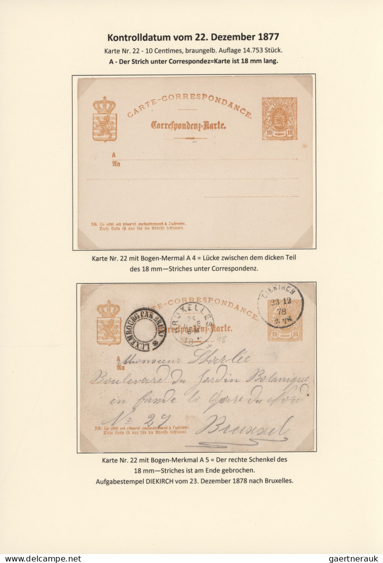 Luxembourg - Postal Stationery: 1874/1878. Die Bogen-Merkmale der Luxemburgische