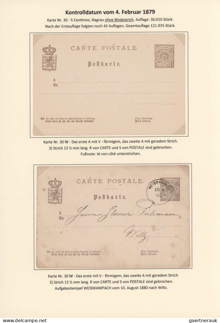 Luxembourg - Postal Stationery: 1879, hochspezialisierte Sammlung der Ganzsachen