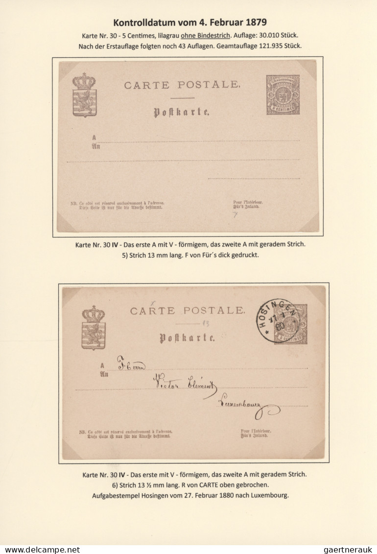 Luxembourg - Postal Stationery: 1879, hochspezialisierte Sammlung der Ganzsachen