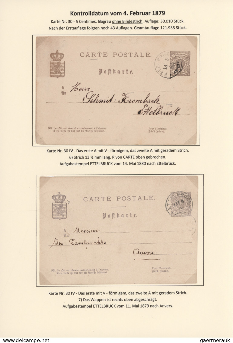 Luxembourg - Postal Stationery: 1879, hochspezialisierte Sammlung der Ganzsachen