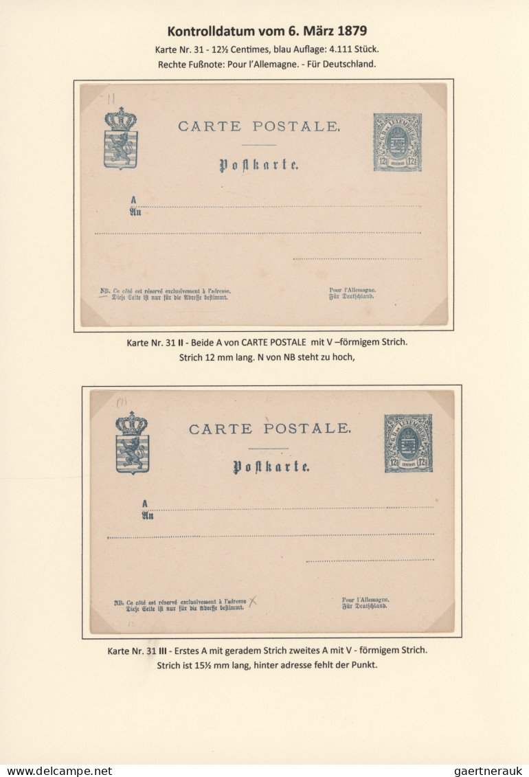 Luxembourg - Postal Stationery: 1879, hochspezialisierte Sammlung der Ganzsachen