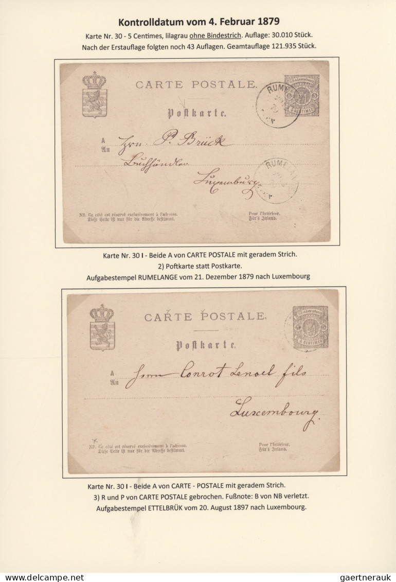 Luxembourg - Postal Stationery: 1879, hochspezialisierte Sammlung der Ganzsachen