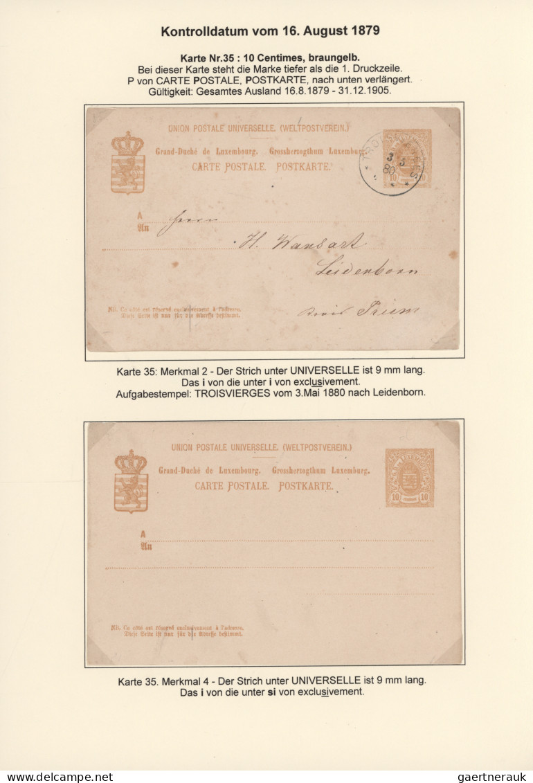 Luxembourg - Postal Stationery: 1879, hochspezialisierte Sammlung der Ganzsachen