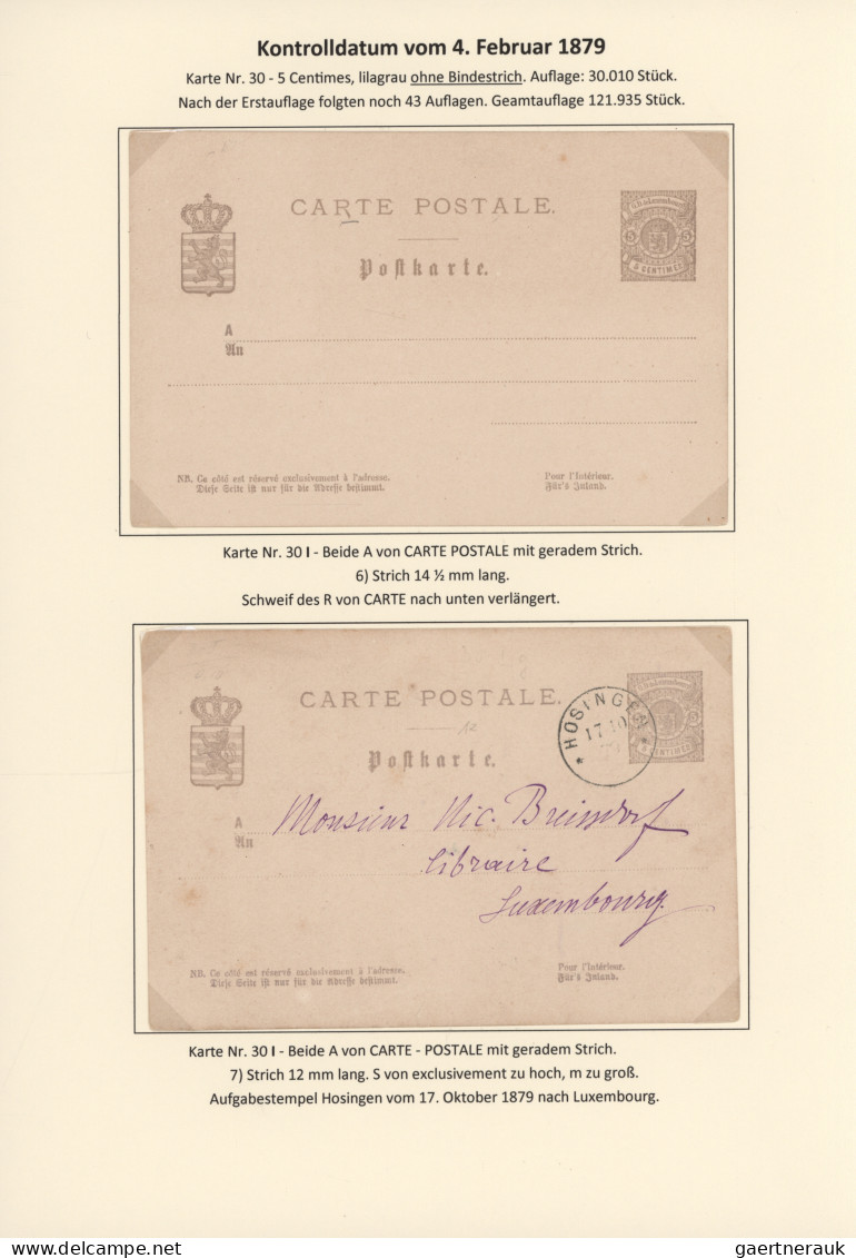 Luxembourg - Postal Stationery: 1879, hochspezialisierte Sammlung der Ganzsachen