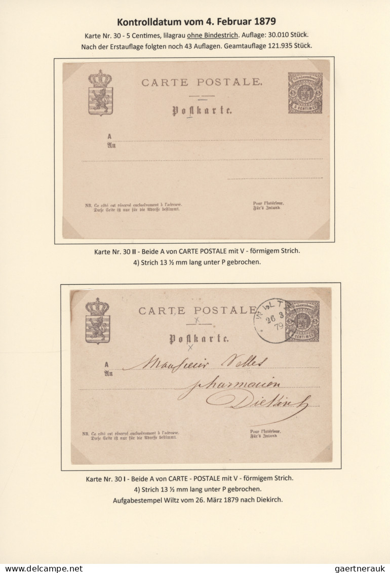 Luxembourg - Postal Stationery: 1879, hochspezialisierte Sammlung der Ganzsachen