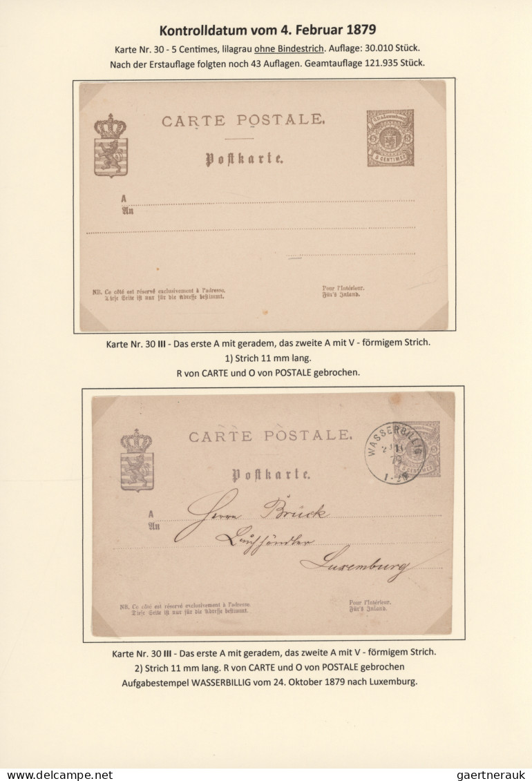 Luxembourg - Postal Stationery: 1879, hochspezialisierte Sammlung der Ganzsachen