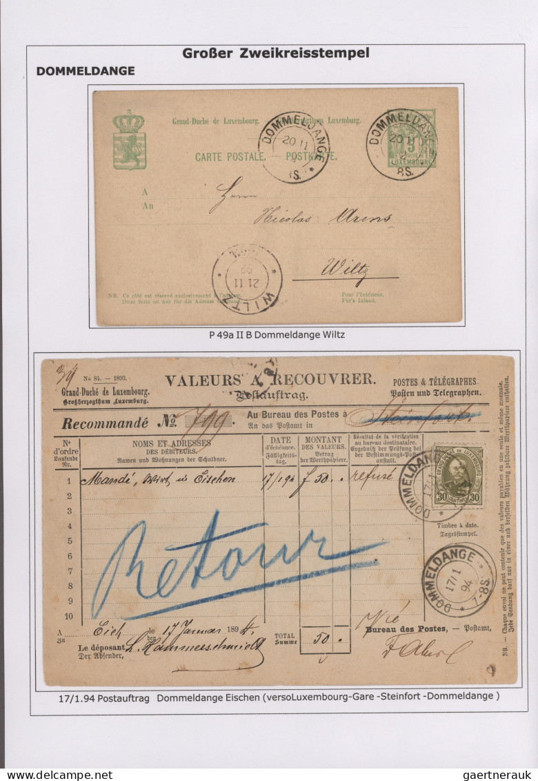 Luxembourg - post marks: 1883/1930, LARGE DOUBLE CIRCLE (type 32), extraordinary