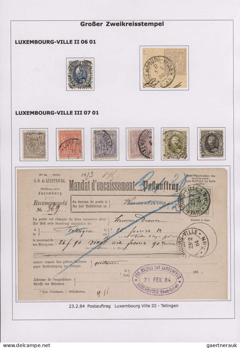 Luxembourg - post marks: 1883/1930, LARGE DOUBLE CIRCLE (type 32), extraordinary