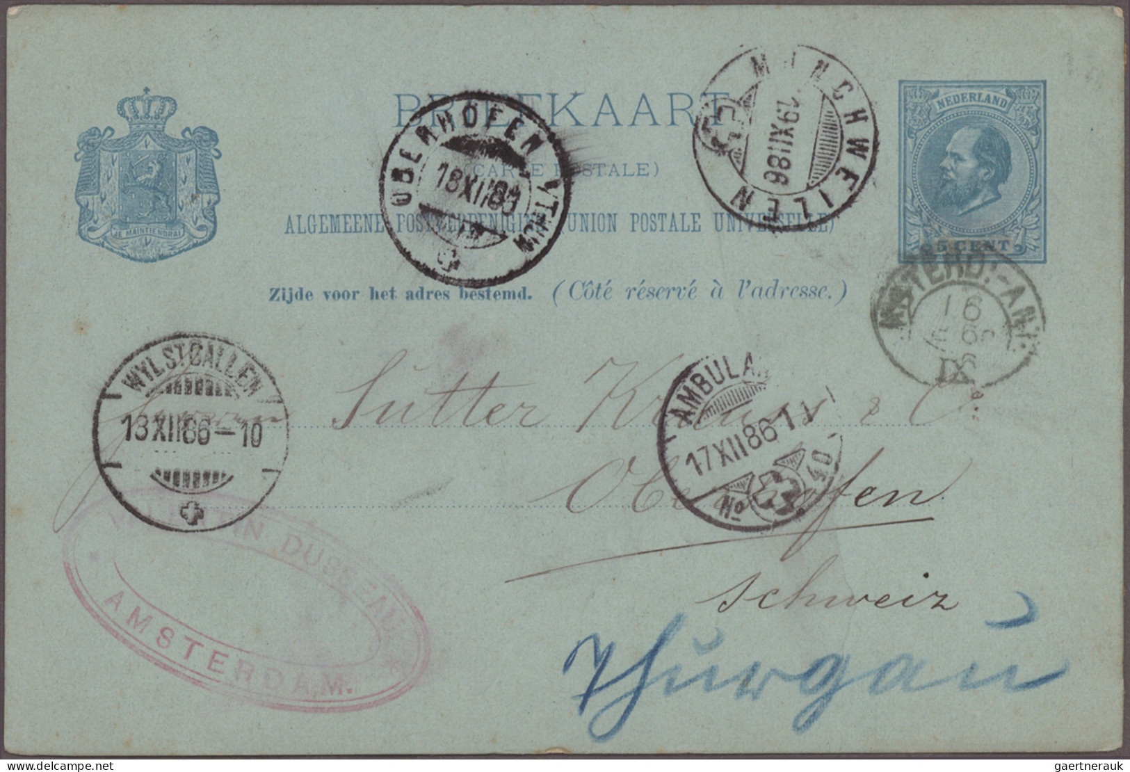 Netherlands: 1886/1948 Group Of 9 Covers, A Picture Postcard And Postal Statione - Storia Postale