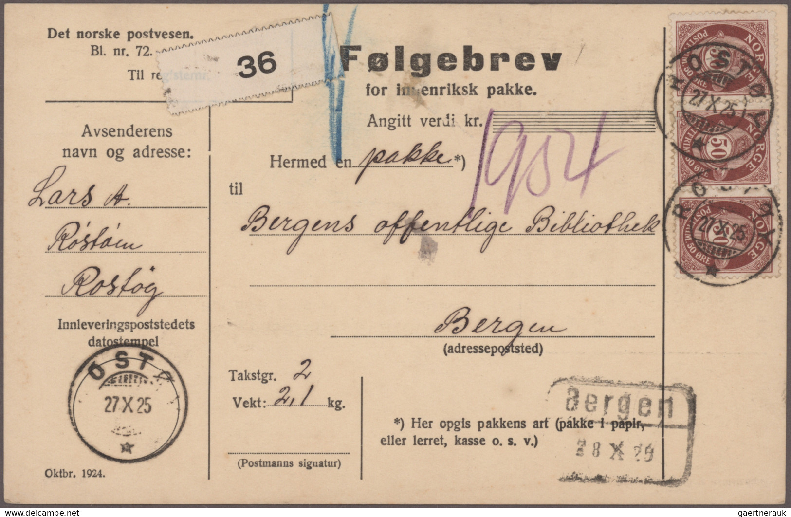 Norway: 1850/1925, Assortment Of 44 Covers/cards, From A Few Stampless Letters, - Brieven En Documenten