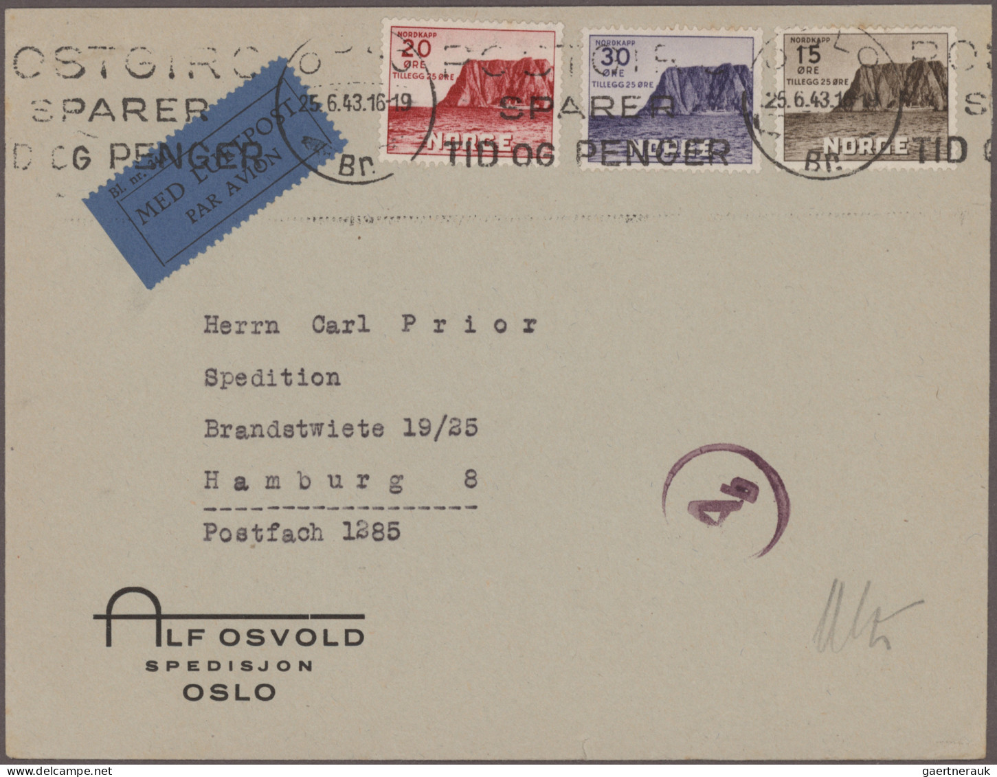 Norway: 1923/1946, Assortment Of 48 Covers/cards, Mainly Commercial Mail, Incl. - Cartas & Documentos