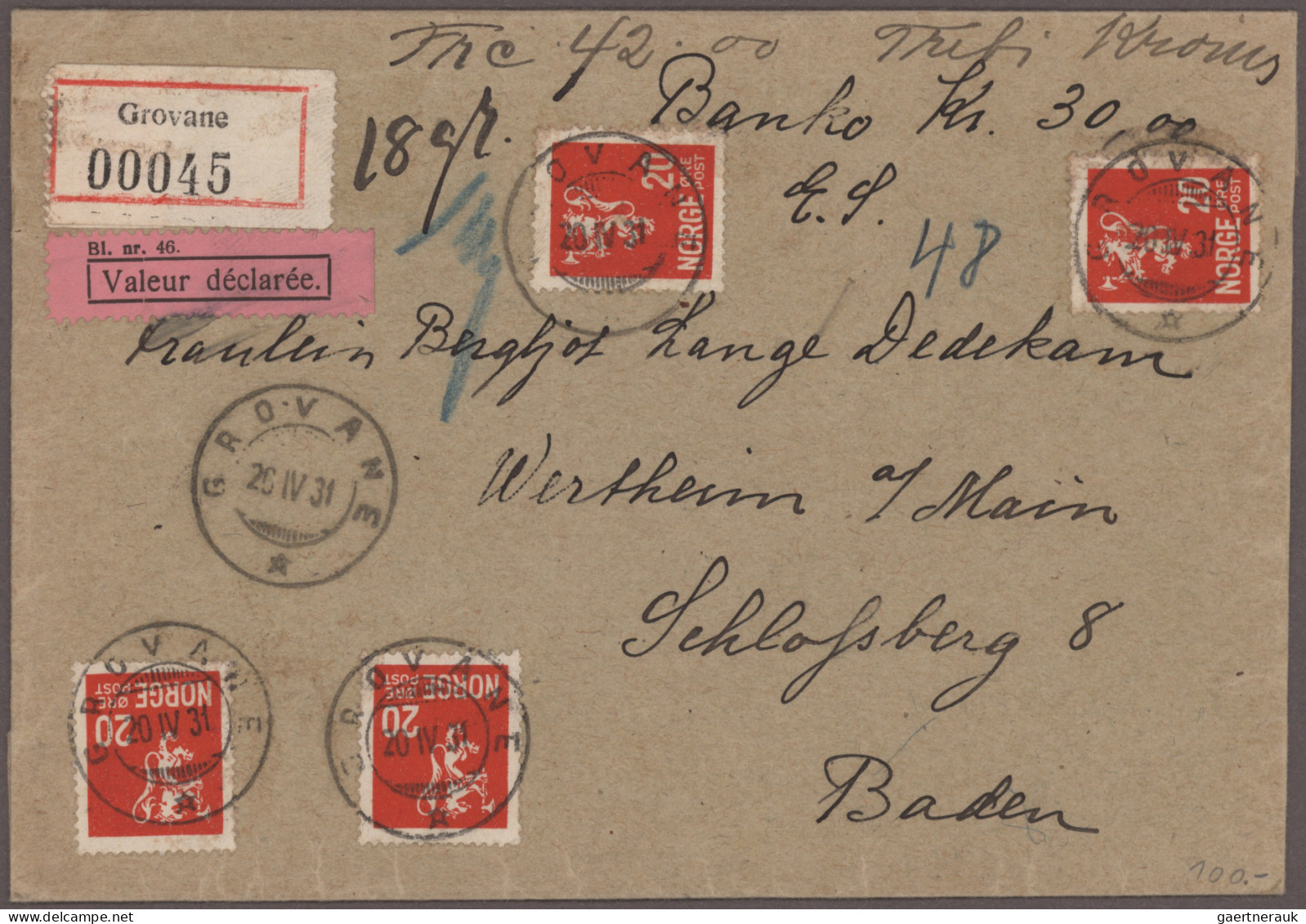 Norway: 1923/1946, Assortment Of 48 Covers/cards, Mainly Commercial Mail, Incl. - Lettres & Documents