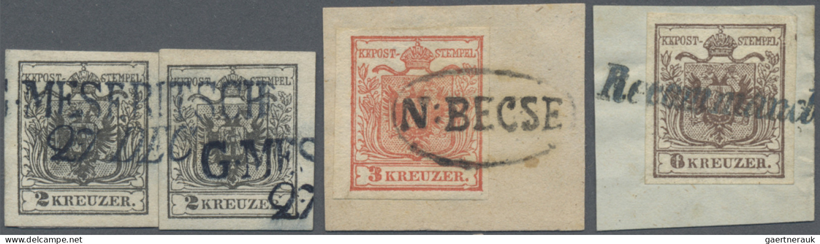 Österreich: 1850/1858, Interessantes Konvolut Mit 8 Frankierten Belegen Und Ca.3 - Colecciones