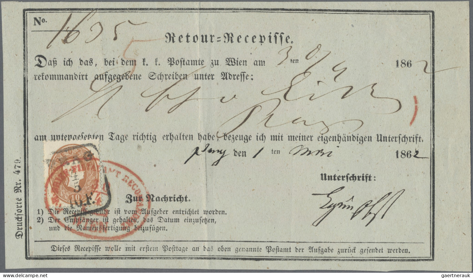 Österreich: 1851/1907, Spezial-Sammlung Von 22 Retour-Recepissen, Praktisch Alle - Sammlungen