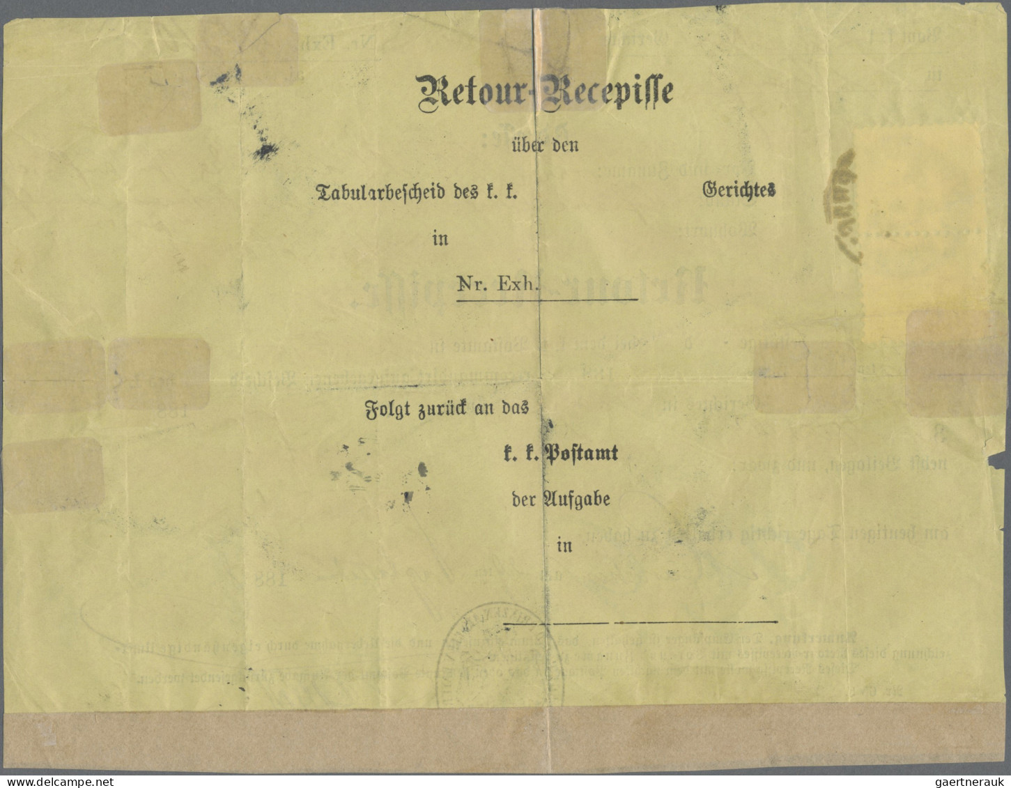 Österreich: 1851/1907, Spezial-Sammlung von 22 Retour-Recepissen, praktisch alle