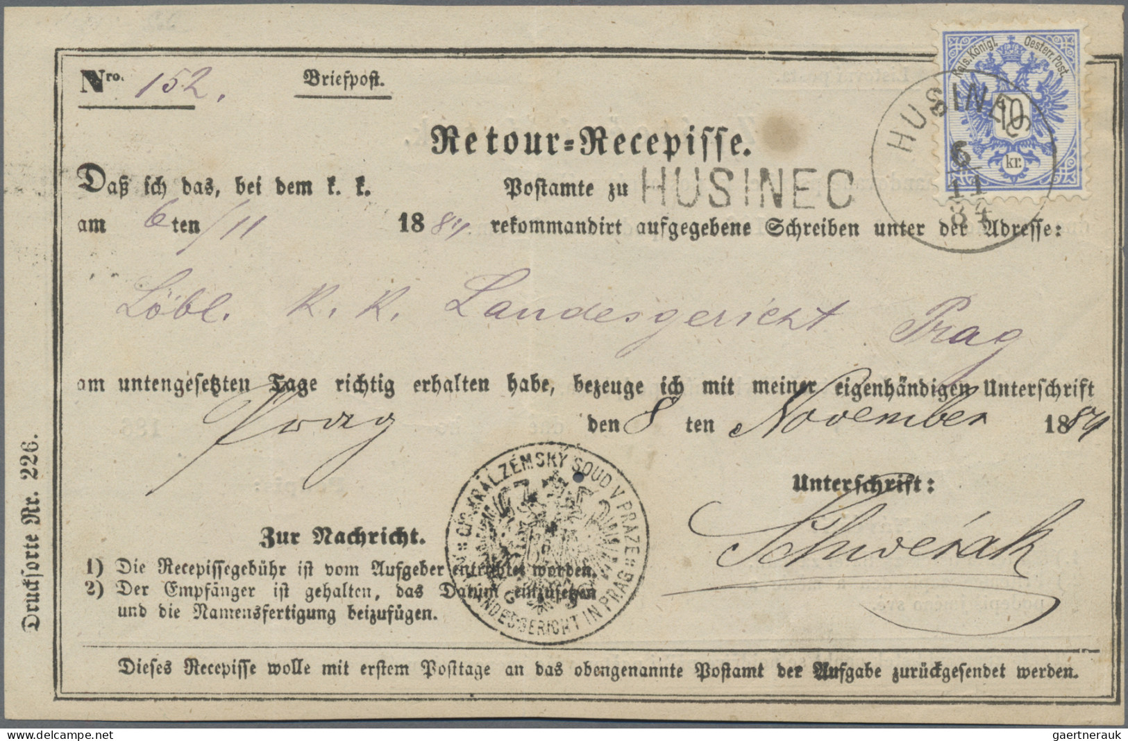 Österreich: 1851/1907, Spezial-Sammlung von 22 Retour-Recepissen, praktisch alle