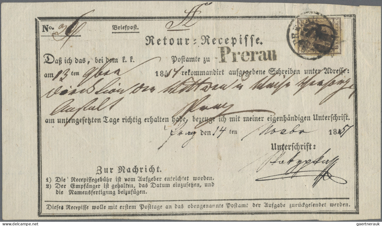 Österreich: 1851/1907, Spezial-Sammlung von 22 Retour-Recepissen, praktisch alle